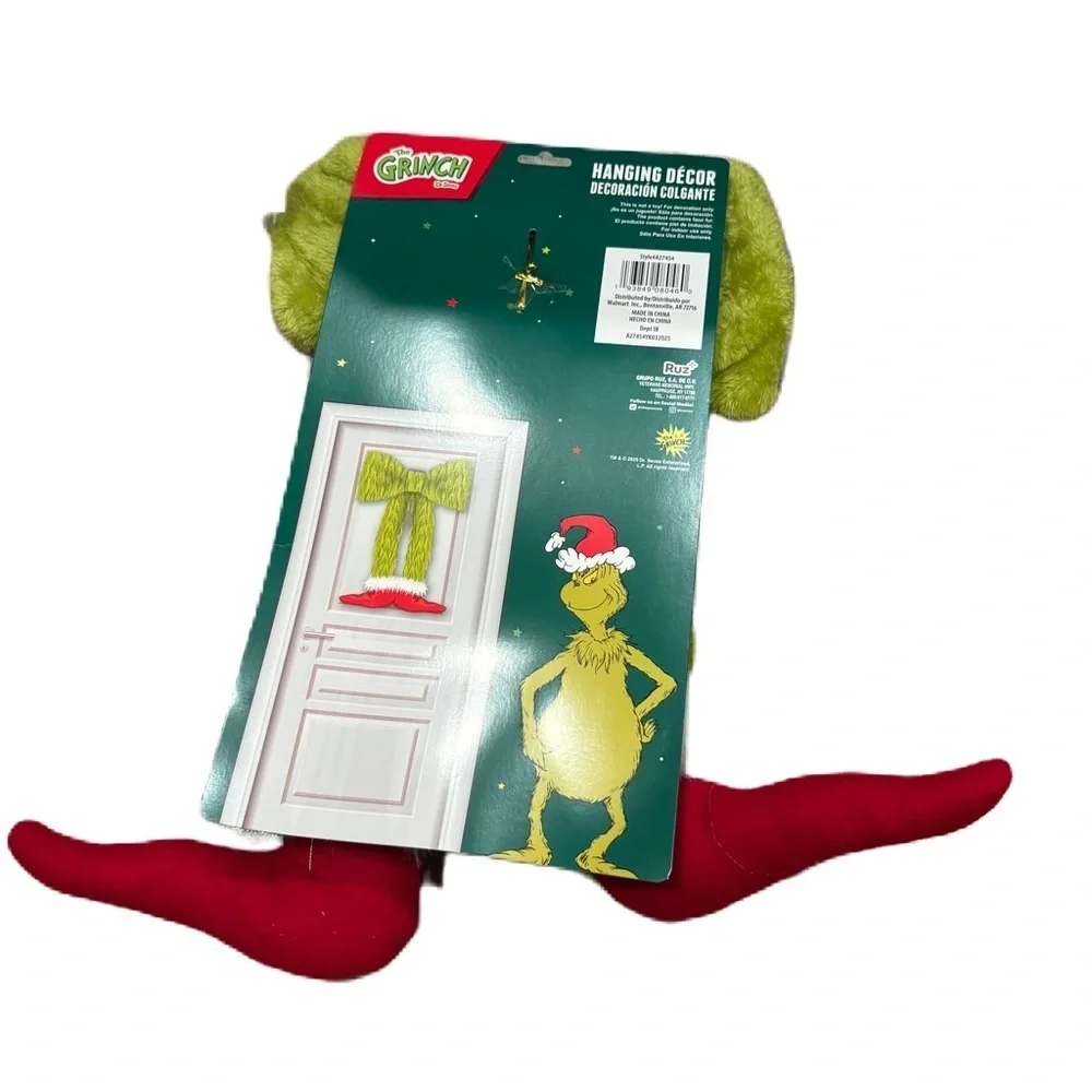 Dr. Seuss How Grinch Stole Christmas Hanging Green Bow Grinch Legs NWT